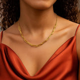 14K Yellow Gold Adjustable Paperclip Link Necklace thumbnail 4