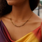 14K Yellow Gold Adjustable Paperclip Link Necklace thumbnail 5