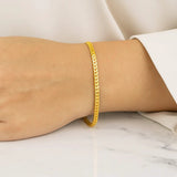 14k Yellow Gold Solid Diamond Cut Round Franco Bracelet (2.70 mm) thumbnail 2