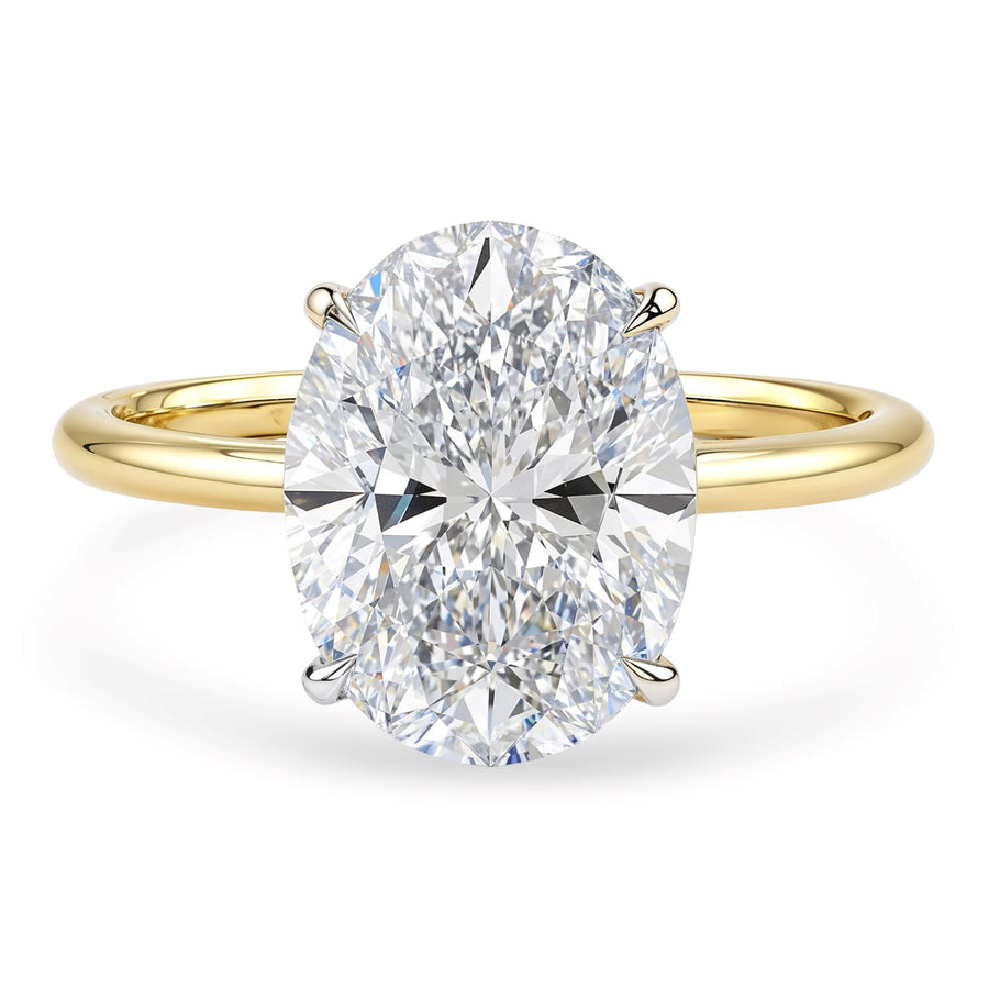 3 Carat Oval Lab Grown IGI G/VS1 Diamond Solitaire Ring in 10K Yellow Gold