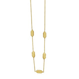 14K yellow gold elongated hexagon pendant necklace with open geometric outline thumbnail 1
