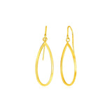14K yellow gold earrings with polished open teardrop dangles thumbnail 1