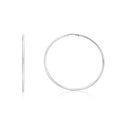 Rhodium plated sterling silver endless hoop earrings with bright white finish