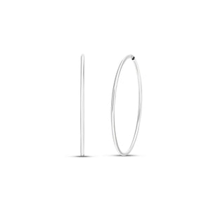 Rhodium Plated Endless Hoop Earrings in Sterling Silver
