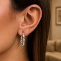 925 sterling silver twisted round hoop earrings, 3x20mm, no stones