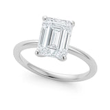14K white gold ring with 1 round diamond stone in solitaire setting thumbnail 1