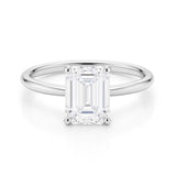 2 Carat Emerald Lab Grown IGI G/VS1 Diamond Solitaire Ring in 14K White Gold thumbnail 3