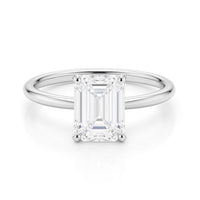 2 Carat Emerald Lab Grown IGI G/VS1 Diamond Solitaire Ring in 14K White Gold
