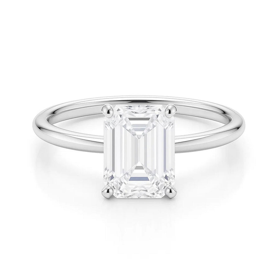 2 Carat Emerald Lab Grown IGI G/VS1 Diamond Solitaire Ring in 14K White Gold