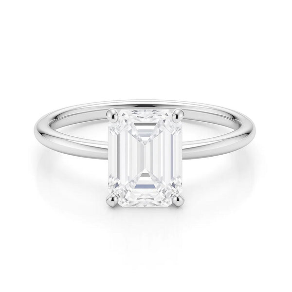 2 Carat Emerald Lab Grown IGI G/VS1 Diamond Solitaire Ring in 14K White Gold