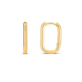 14K yellow gold paperclip huggie earring with polished oval links