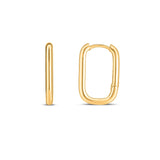 14K yellow gold paperclip huggie earring with polished oval links thumbnail 1