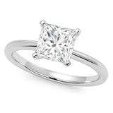 10K white gold ring with princess-cut diamond solitaire stone thumbnail 1