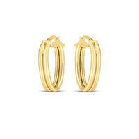 14K Yellow Gold Double Oval Hoop Earrings