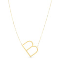 14K yellow gold initial B script pendant necklace on spring ring chain