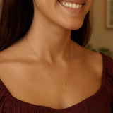 14K Yellow Gold Yours Truly Large Initial B Necklace thumbnail 3