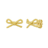 14K Yellow Gold Twisted Rope Large Bow Earrings thumbnail 1
