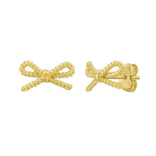 14K Yellow Gold Twisted Rope Large Bow Earrings
