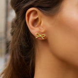 14K Yellow Gold Twisted Rope Large Bow Earrings thumbnail 2