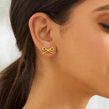 14K Yellow Gold Twisted Rope Large Bow Earrings thumbnail 3