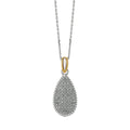14K two-tone gold teardrop pendant necklace on a matching gold chain