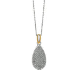 14K two-tone gold teardrop pendant necklace on a matching gold chain thumbnail 1