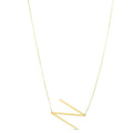 14K yellow gold initial N pendant necklace with polished block letter
