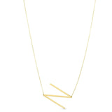14K yellow gold initial N pendant necklace with polished block letter thumbnail 1