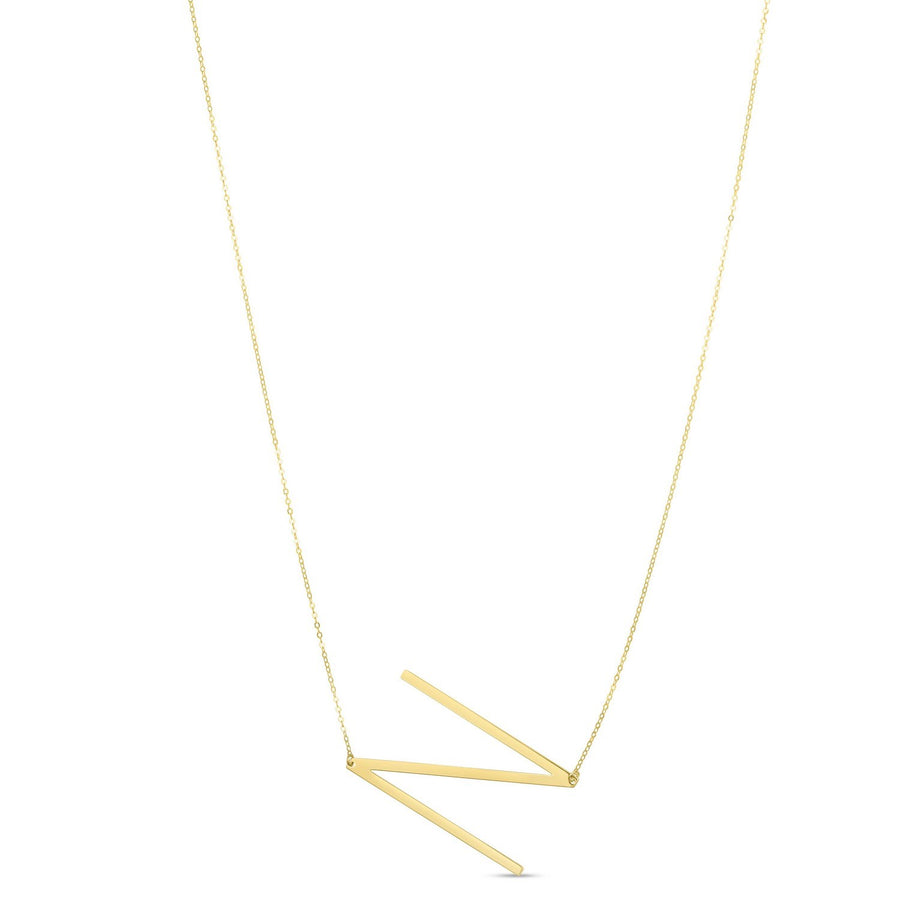 14K Yellow Gold Yours Truly Large Initial N Necklace