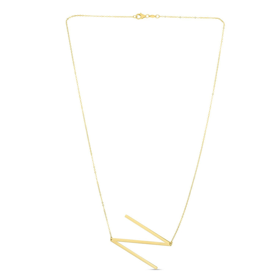14K Yellow Gold Yours Truly Large Initial N Necklace