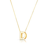 14K yellow gold block letter initial D pendant necklace thumbnail 1