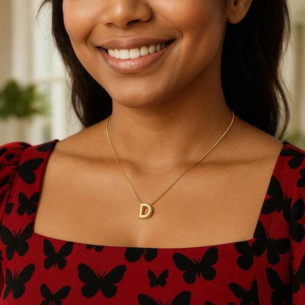 14K Yellow Gold Yours Truly Block Letter Initial D Necklace