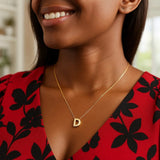 14K Yellow Gold Yours Truly Block Letter Initial D Necklace thumbnail 4