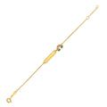 14K yellow gold children's rainbow bracelet with 1.00 mm chain links