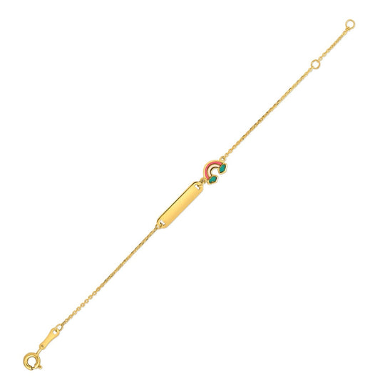 14K yellow gold children's rainbow bracelet with 1.00 mm chain links