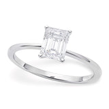 14K white gold ring with one radiant diamond in a solitaire setting thumbnail 1