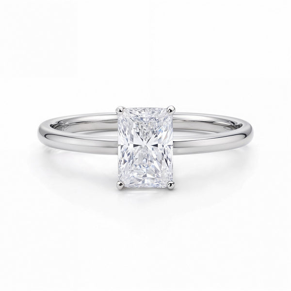 1 Carat Radiant Lab Grown IGI G/VS1 Diamond Solitaire Ring in 14K White Gold