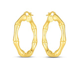 14k Yellow Gold Large Bamboo Hoops thumbnail 2