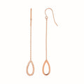 14K rose gold drop earrings with pear shaped textured metal forms