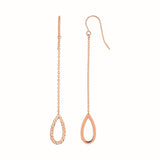 Textured Pear Shaped Long Drop Earrings in 14k Rose Gold thumbnail 1
