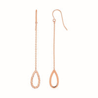 Textured Pear Shaped Long Drop Earrings in 14k Rose Gold