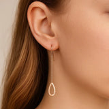 Textured Pear Shaped Long Drop Earrings in 14k Rose Gold thumbnail 4