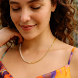 5mm Pearl and Lite Paperclip Necklace in 14K Yellow Gold thumbnail 6