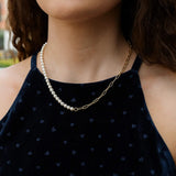 5mm Pearl and Lite Paperclip Necklace in 14K Yellow Gold thumbnail 7