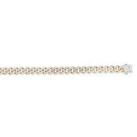 14k Two Tone Gold Miami Cuban Chain Necklace with White Pave
