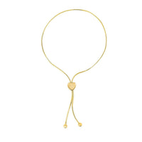 14k Yellow Gold Adjustable Lariat Style Heart Motif Bracelet (1.00 mm)