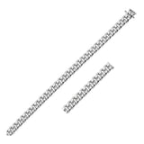 14K white gold Cuban link bracelet with solid interlocking links and box clasp thumbnail 1