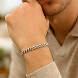 14k White Gold Classic Miami Cuban Solid Bracelet (5.00 mm) thumbnail 4