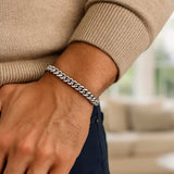 14k White Gold Classic Miami Cuban Solid Bracelet (5.00 mm) thumbnail 7