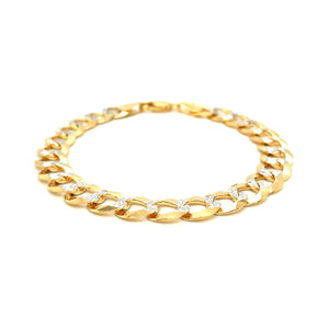 14k Two Tone Gold Pave Curb Bracelet (9.70 mm)